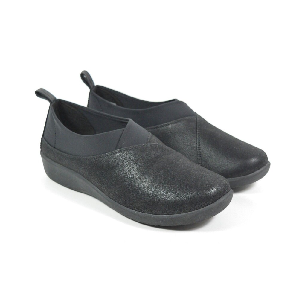 Clarks Cloudsteppers Sillian Holly Black Comfort Slip On Walking Loafers 9.5M